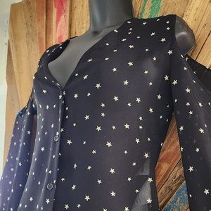 Reformation constellation/star black cut out shoulders blouse/top Sz XS